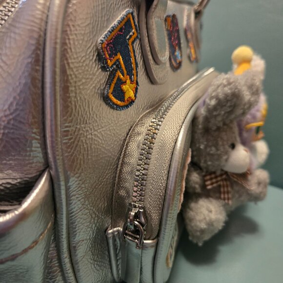 Y2K Silver Handbag w/Optional Backpack Straps-Embellished with Plush Baby Molly main image 13